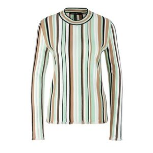 NWT MARC CAIN Long-sleeved shirt, multicolored stripes Mint Green, Brown, Black